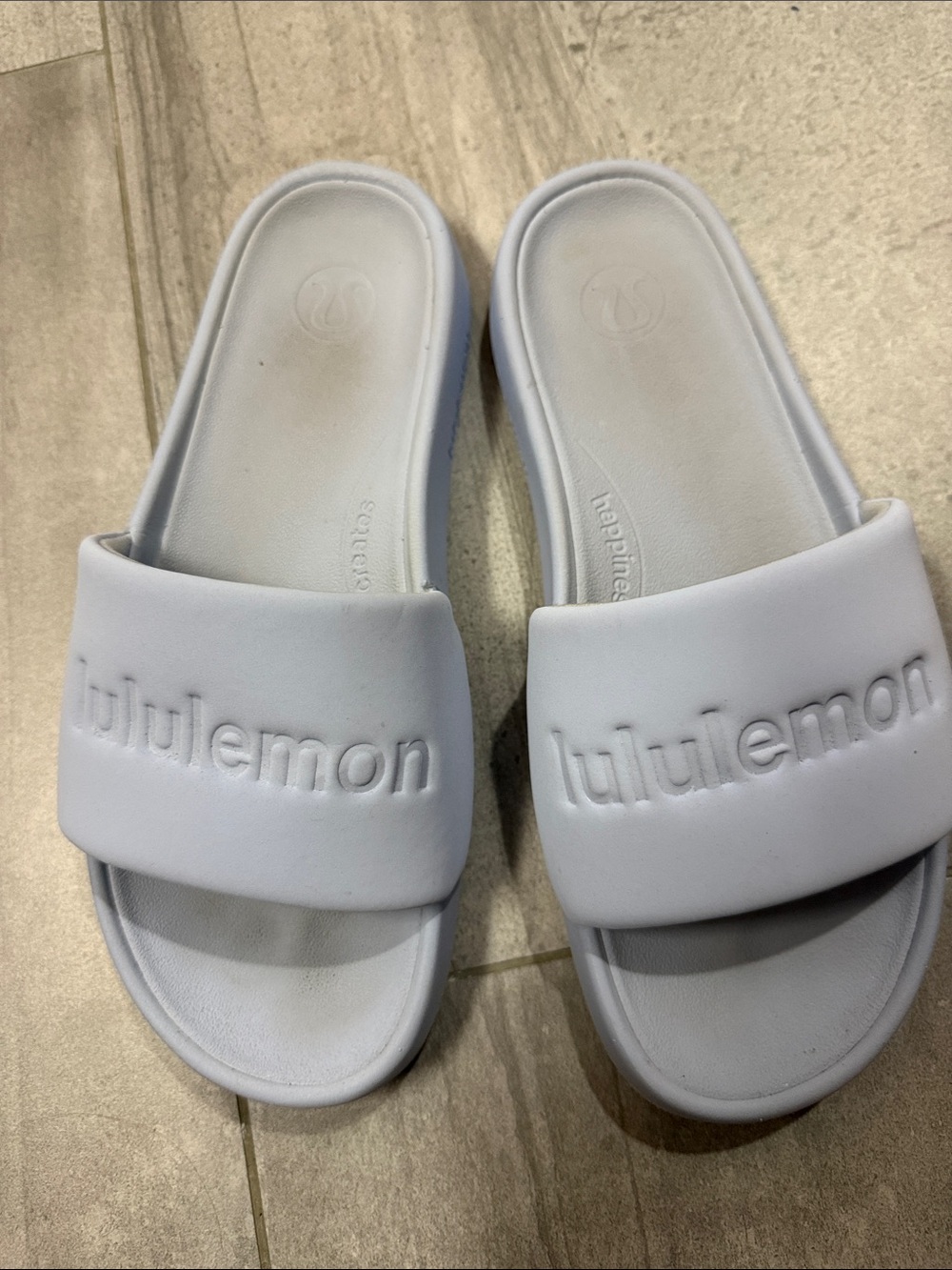 lululemon athletica Pale Blue restfeel Slide Sandals with Embossed Logo